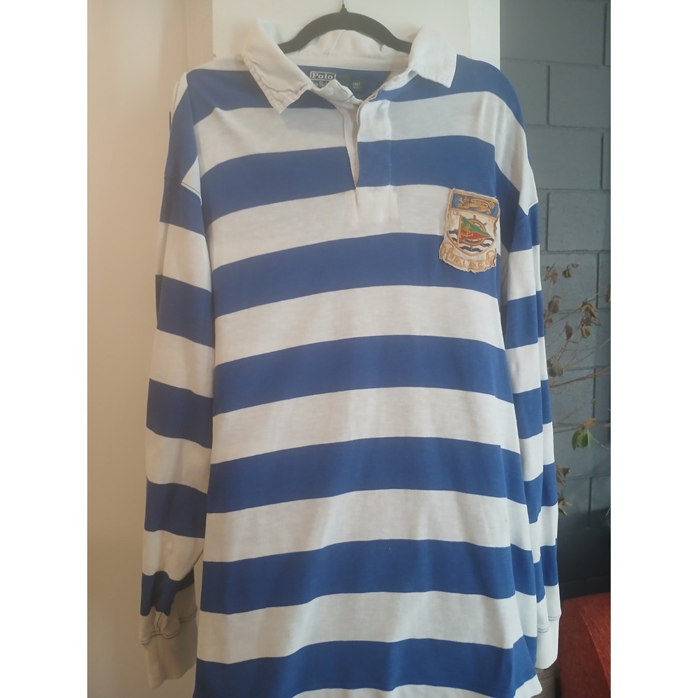 Vintage Polo Ralph Lauren Dragon RLPC Patch Rugby Striped Shirt XXLT Tall
